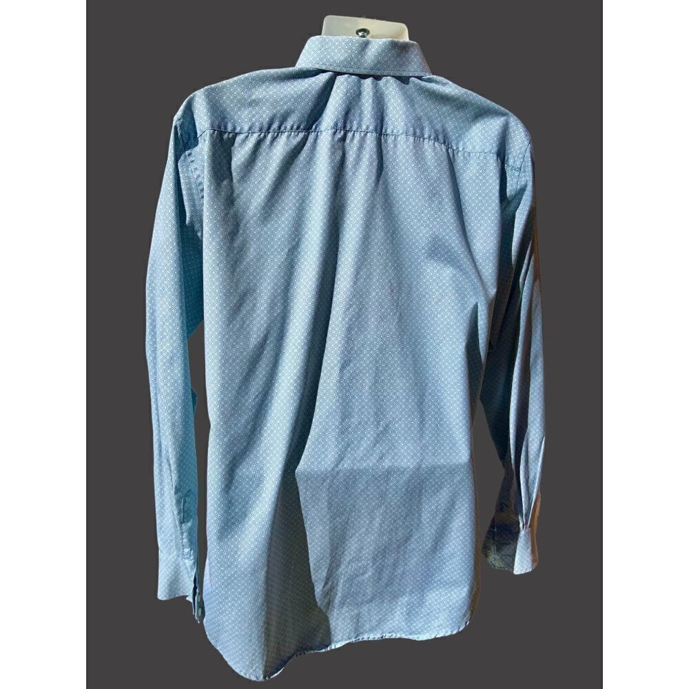 MTAILOR CUSTOM MADE CLOTHING BLUE DECO LATTICE LONG SLEEVE DRESS SHIRT LARGE - Picture 6 of 10